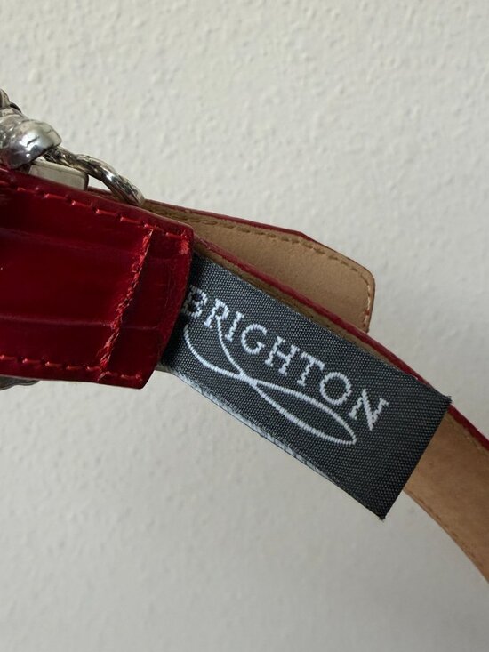 Brighton Red Leather Embossed Silver Buckle Belt main image 6